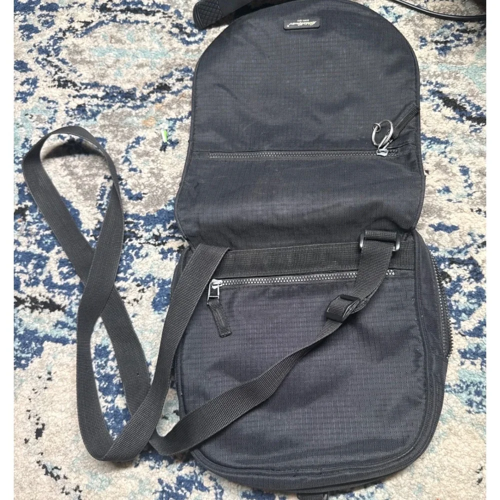 Eddie Bauer Black Nylon Ripstop Crossbody Messenger Bag Utility Travel Organizer